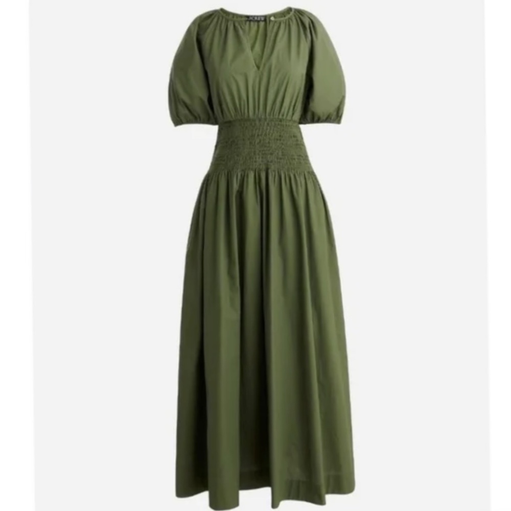J. Crew Provence Smocked Poplin Midi Dress - Medium - Picture 2 of 8